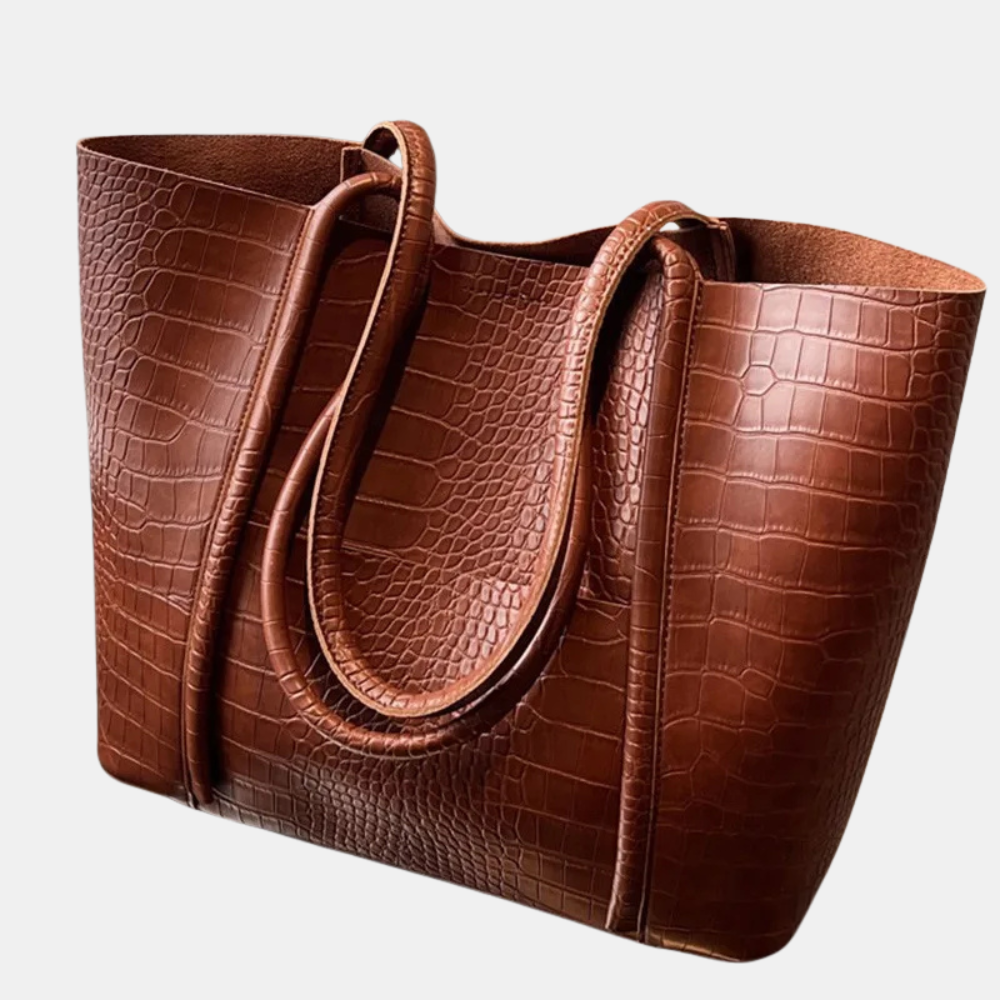 Sophia | Crocodile-Embossed Leather Shoulder Bag