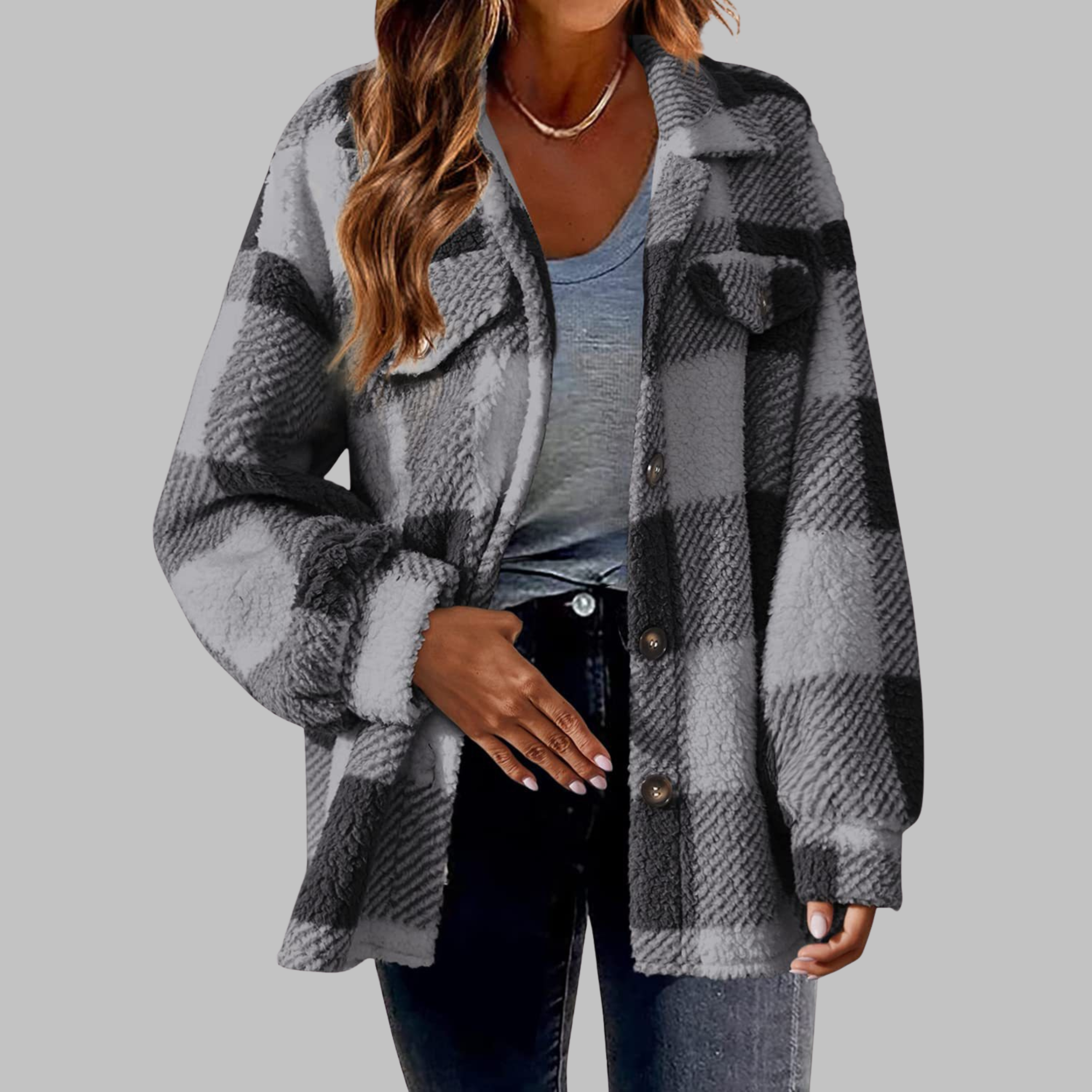 Talbot™ | Casual Plaid Button Down Long Sleeve Jacket