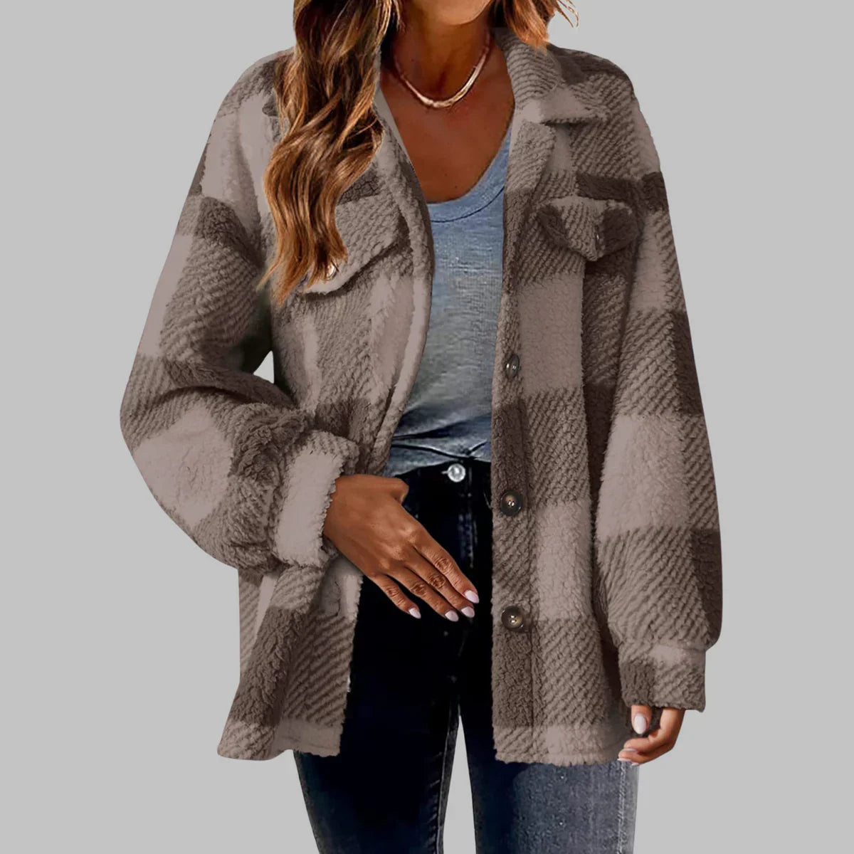 Talbot™ | Casual Plaid Button Down Long Sleeve Jacket