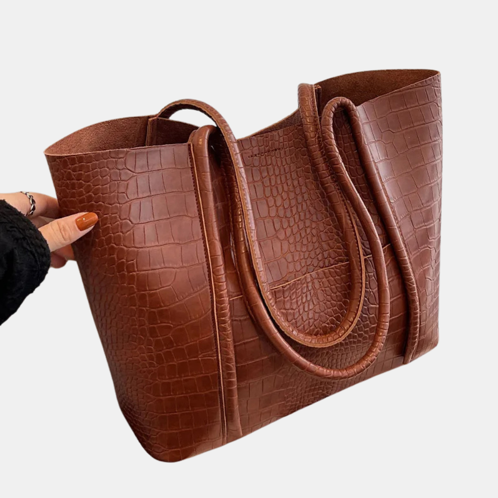 Sophia | Crocodile-Embossed Leather Shoulder Bag