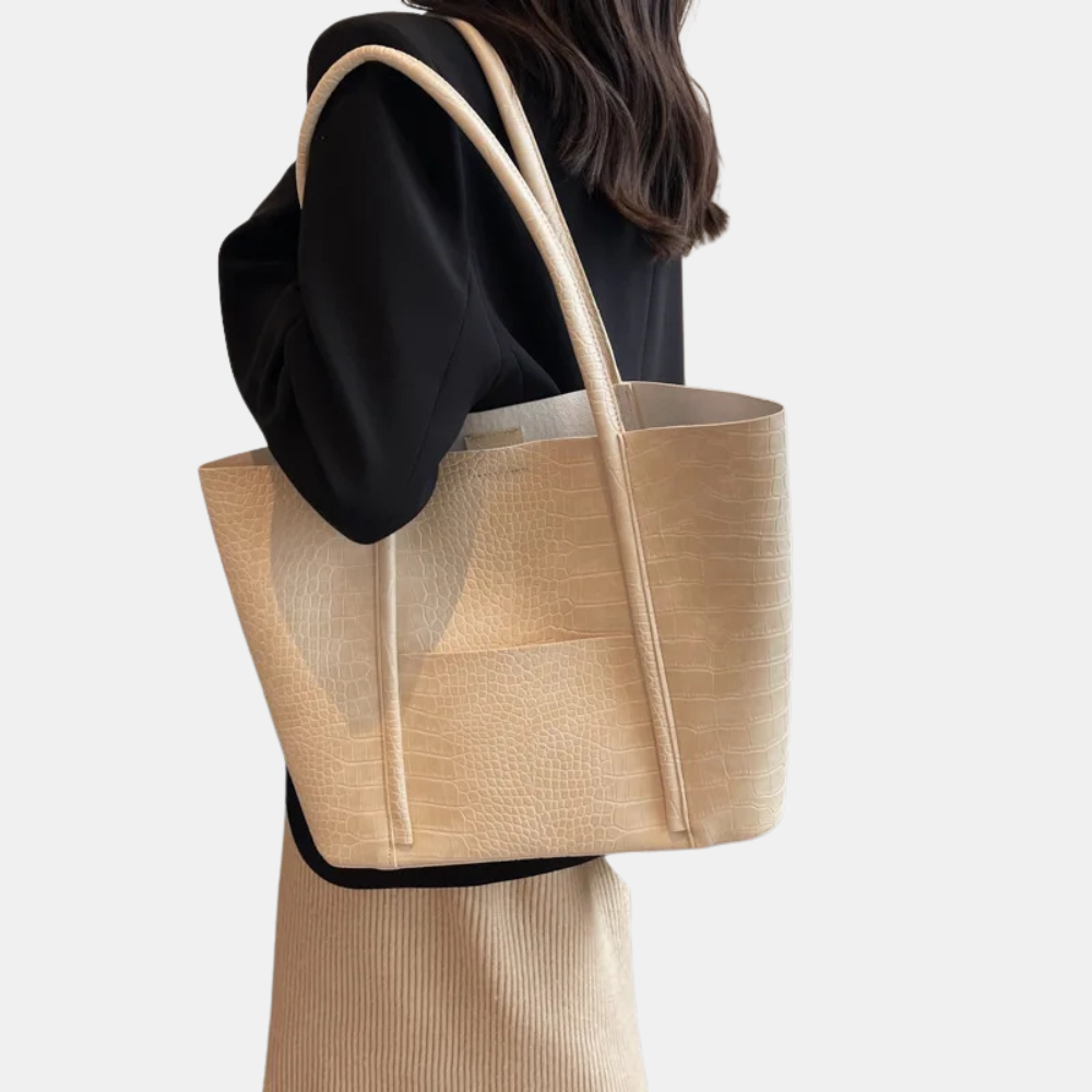 Sophia | Crocodile-Embossed Leather Shoulder Bag