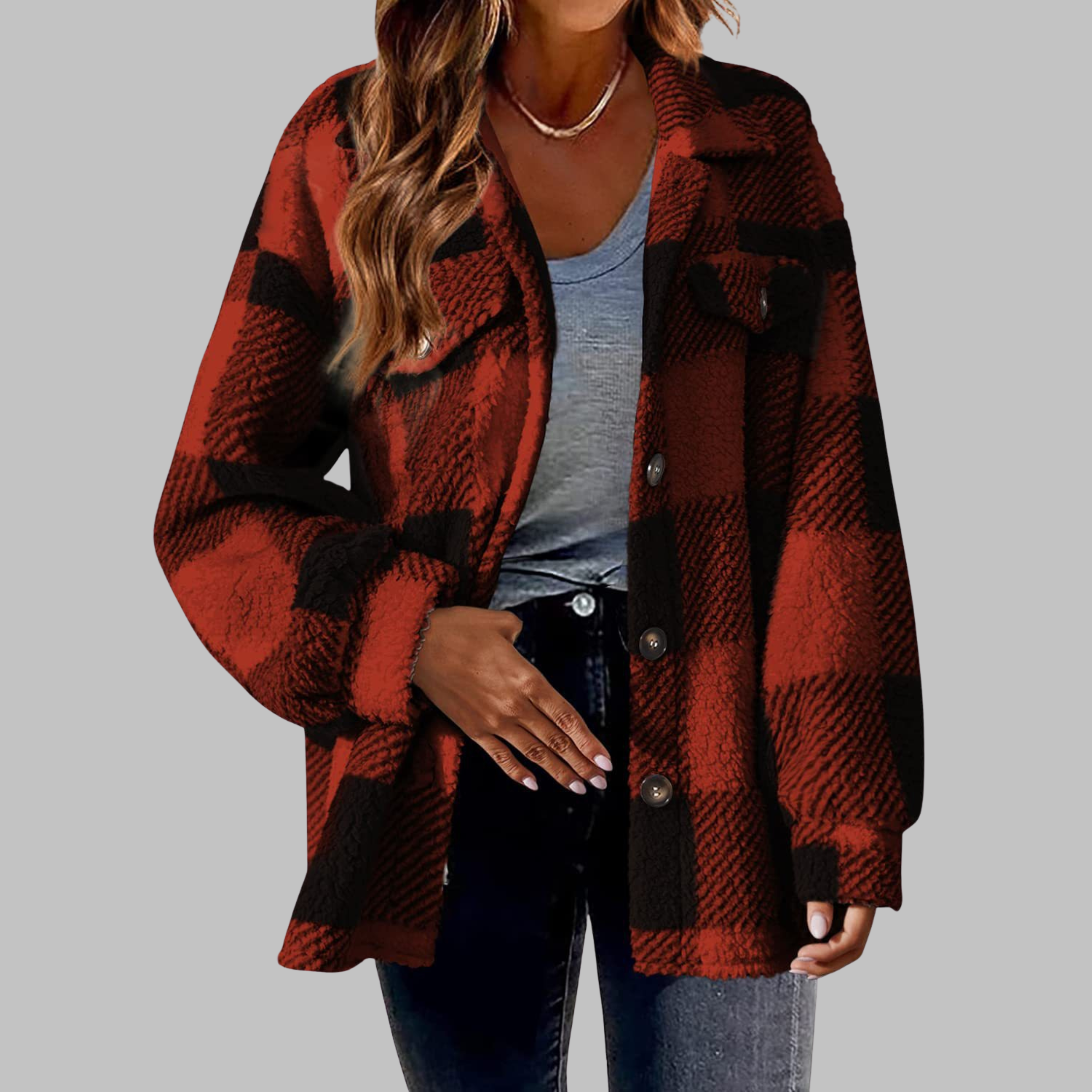 Talbot™ | Casual Plaid Button Down Long Sleeve Jacket
