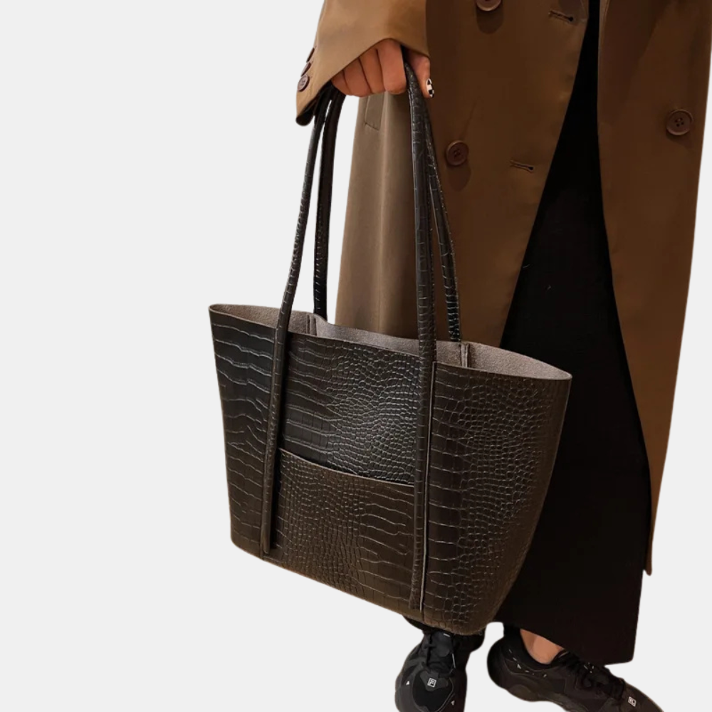 Sophia | Crocodile-Embossed Leather Shoulder Bag