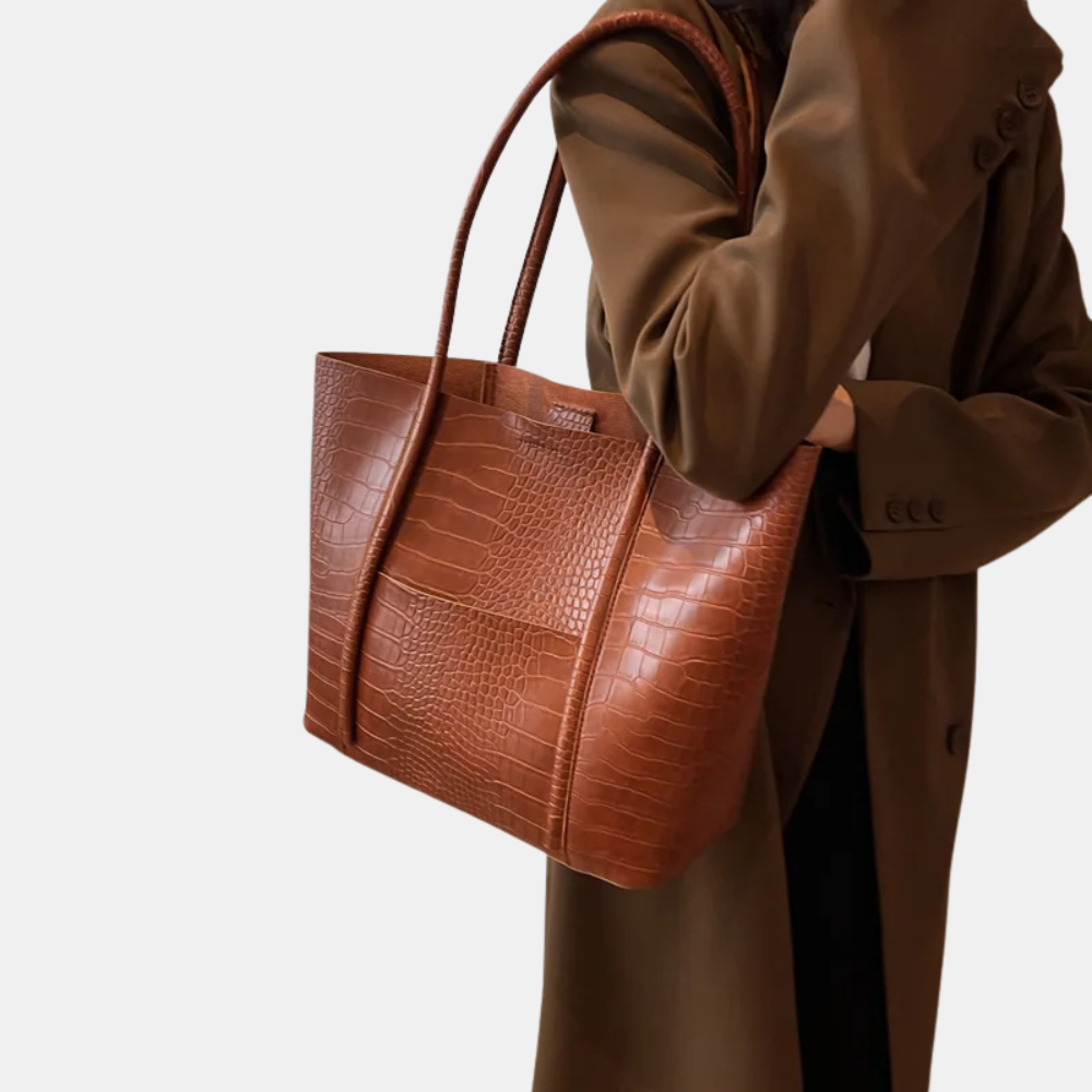 Sophia | Crocodile-Embossed Leather Shoulder Bag