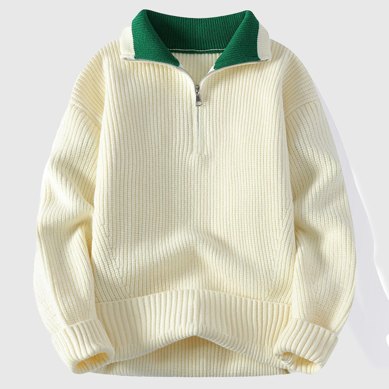 Nordiv™ | Ribbed Polo Sweater with Colorblock Collar