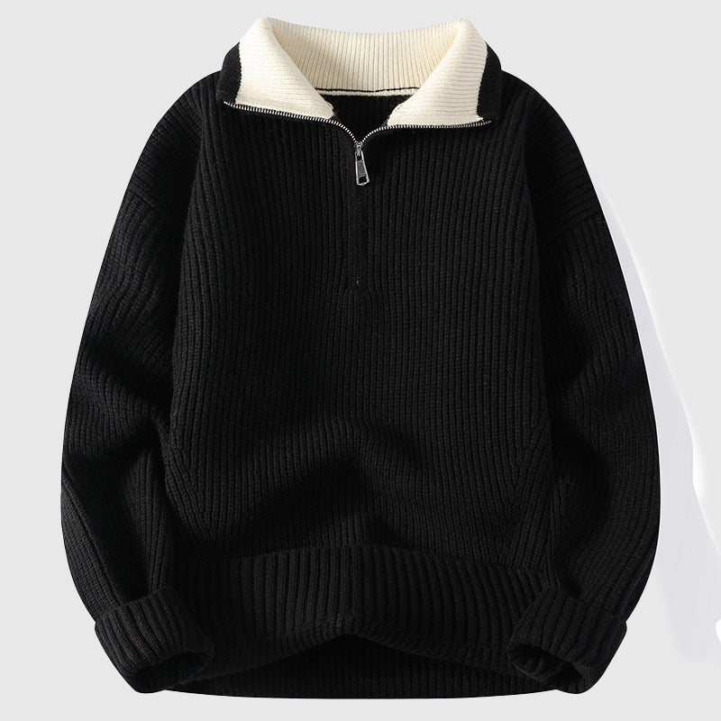Nordiv™ | Ribbed Polo Sweater with Colorblock Collar