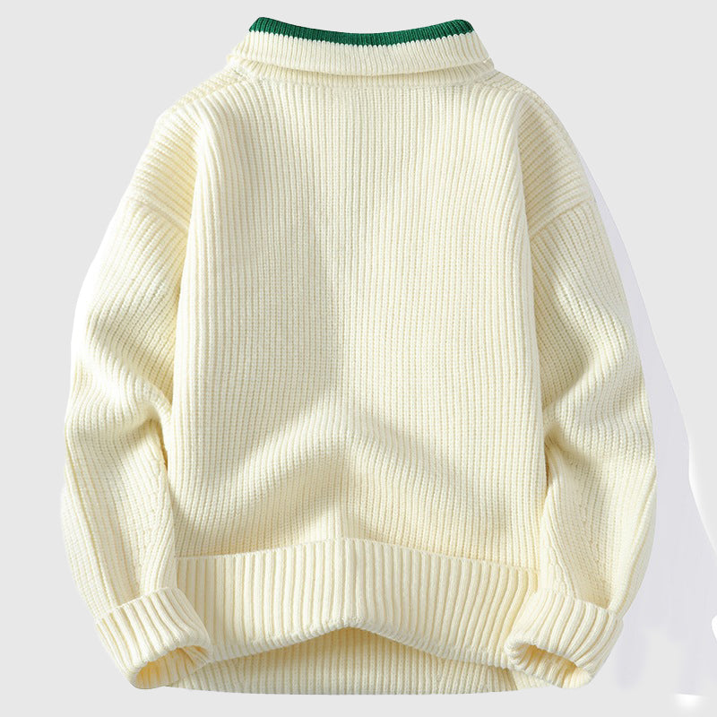 Nordiv™ | Ribbed Polo Sweater with Colorblock Collar