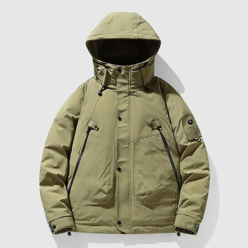 Men's Down-Filled Jacket with Detachable Hood