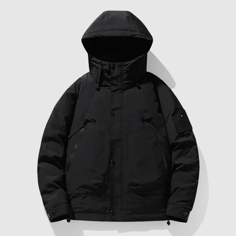 Men's Down-Filled Jacket with Detachable Hood
