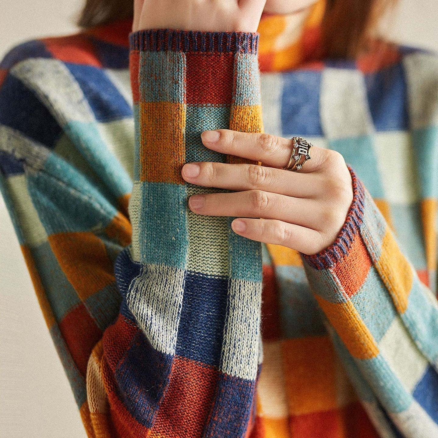 Cozy Checkered Sweater by Elise Leroy