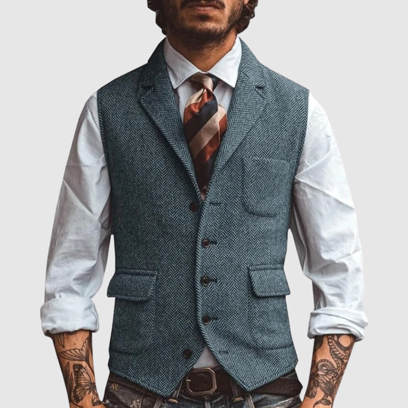 François Blanchet Herringbone Chic Vest