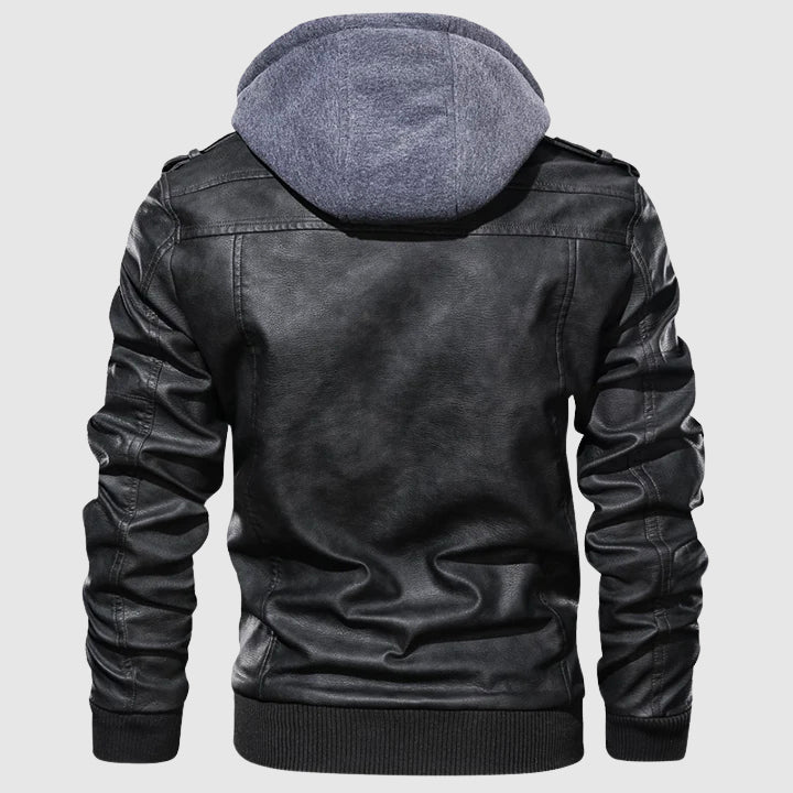 Ironclad Leather Biker Jacket with Windshield Protection