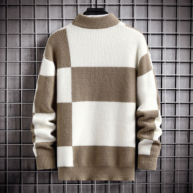 Nordiv™ | Knit Sweater with Checkered Design