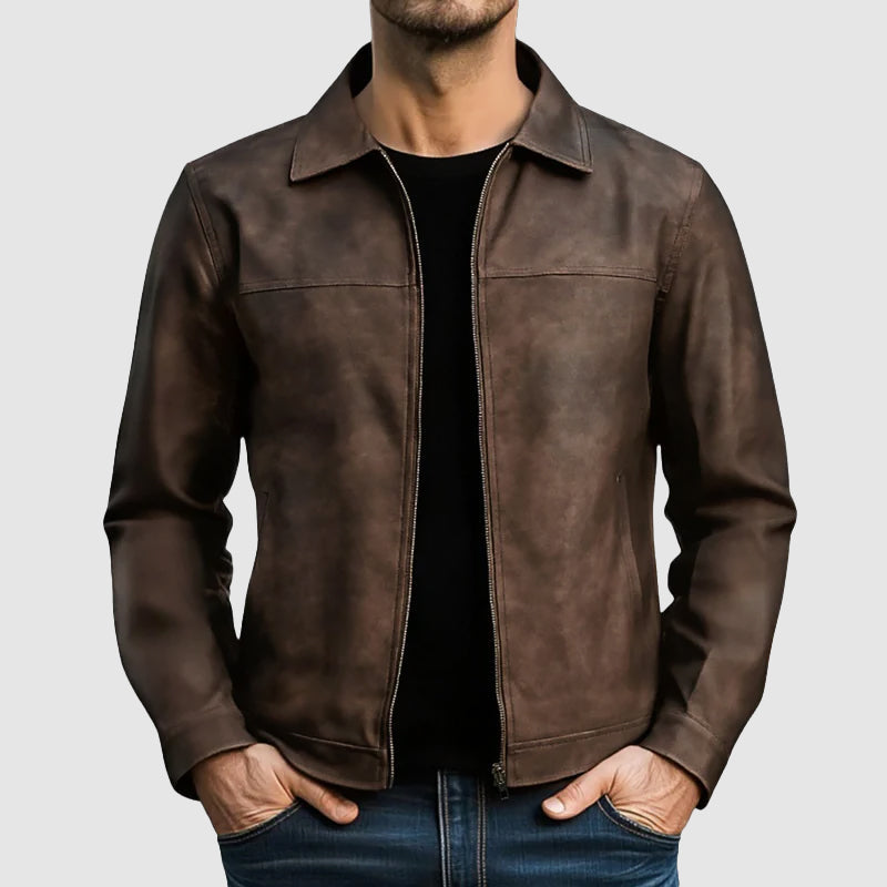Men's Custom-Fit Faux Leather Biker Jacket
