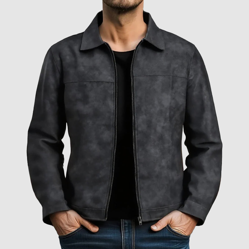 Men's Custom-Fit Faux Leather Biker Jacket