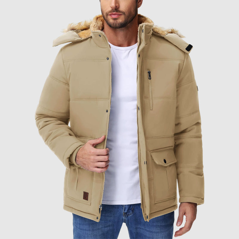 Men's Hooded Winter Parka with Fleece Lining