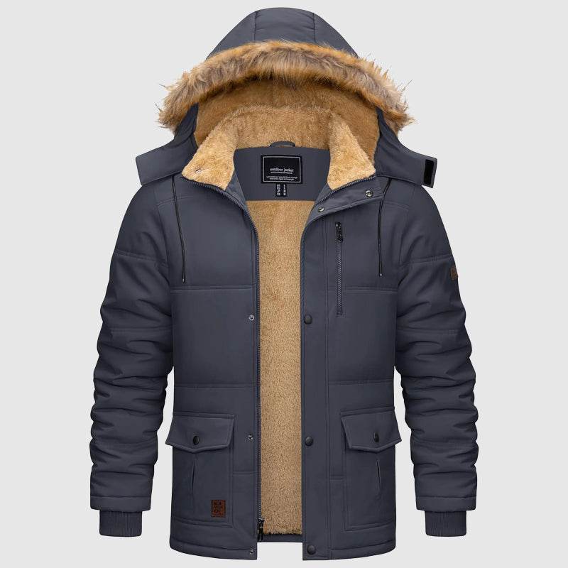 Men's Hooded Winter Parka with Fleece Lining