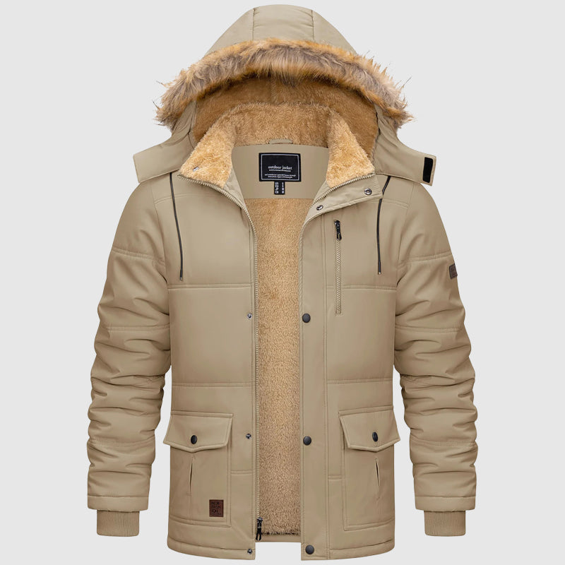 Men's Hooded Winter Parka with Fleece Lining
