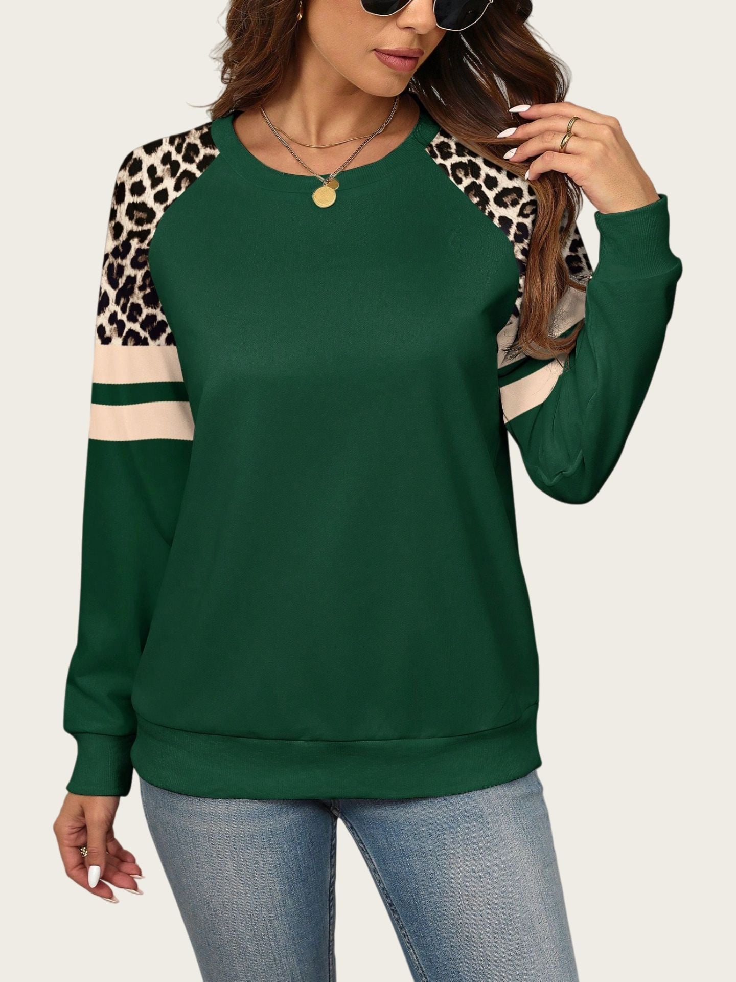 Talbot™ | Chic Leopard Patch Sweatshirt