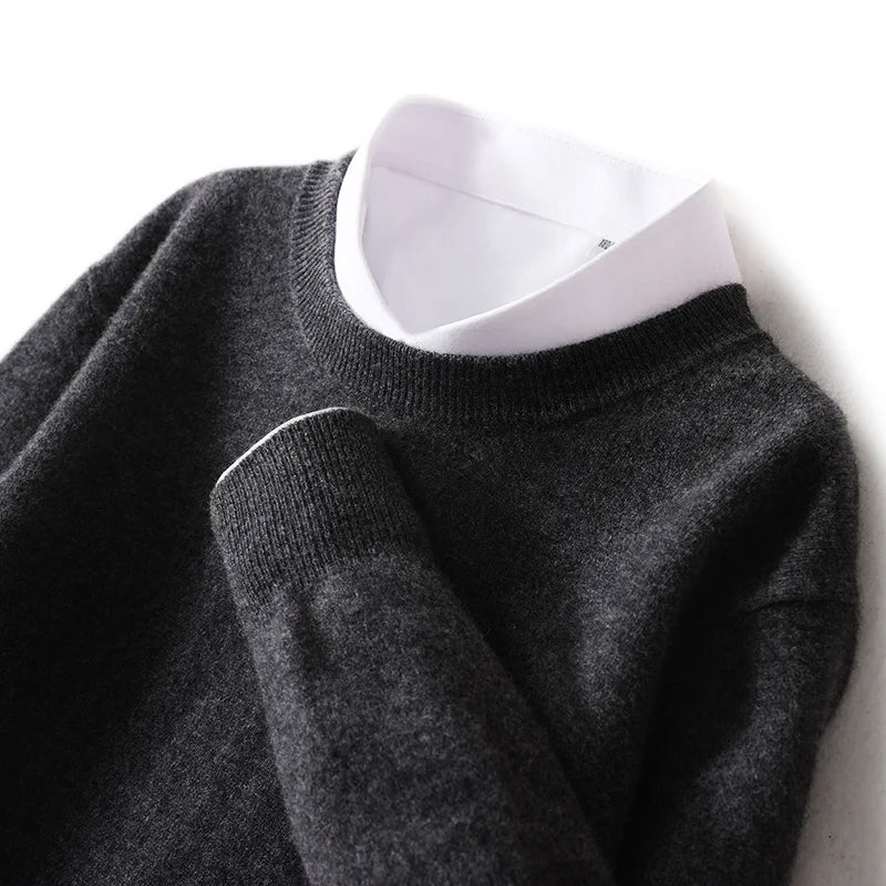 Men's Crew Neck Sweater Made from Pure Wool