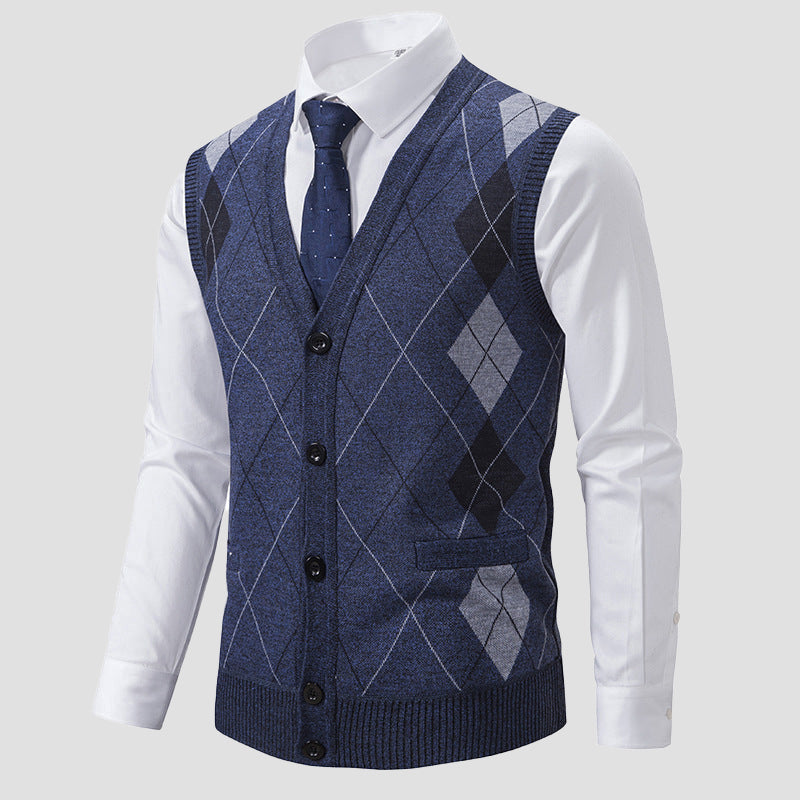 Roberto Russo Diamond Pattern Knit Vest