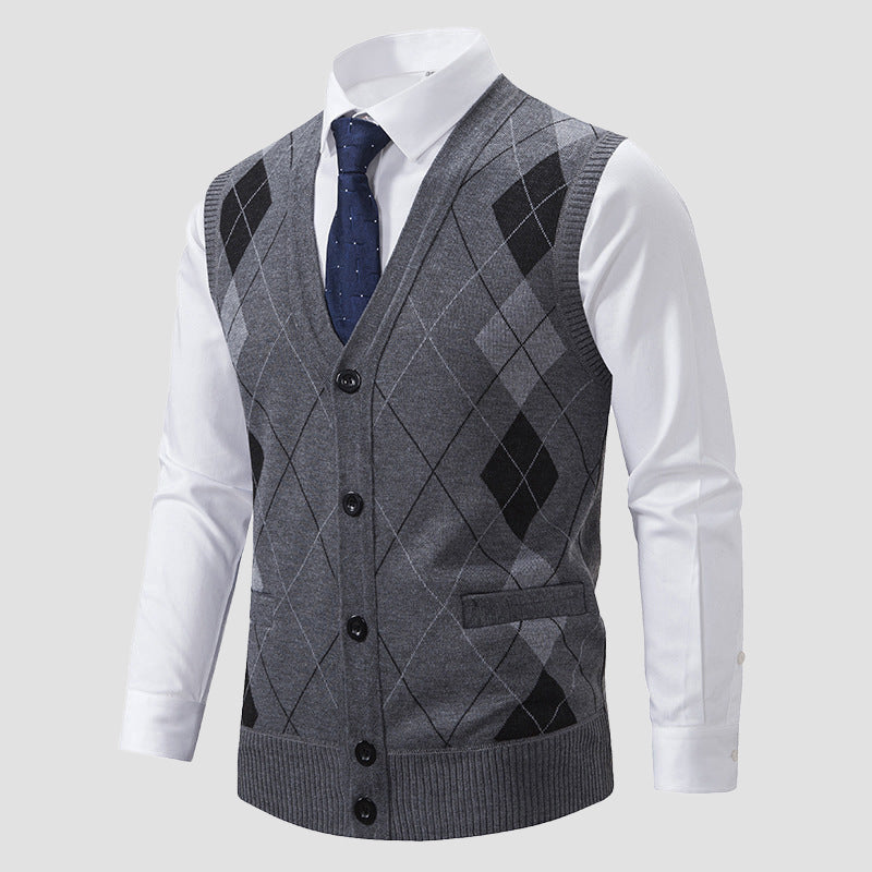 Roberto Russo Diamond Pattern Knit Vest