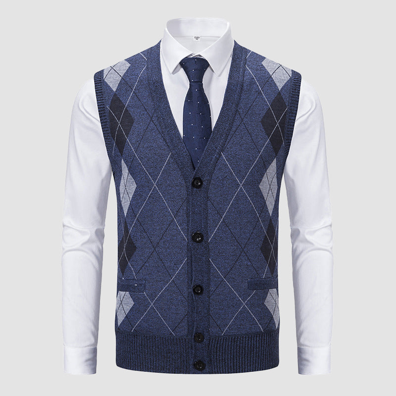 Roberto Russo Diamond Pattern Knit Vest