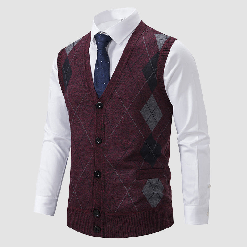 Roberto Russo Diamond Pattern Knit Vest