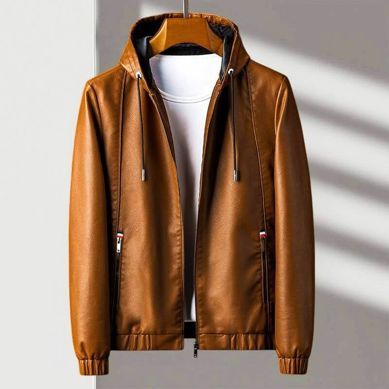 Roberto Russo Leather Jacket with Hood