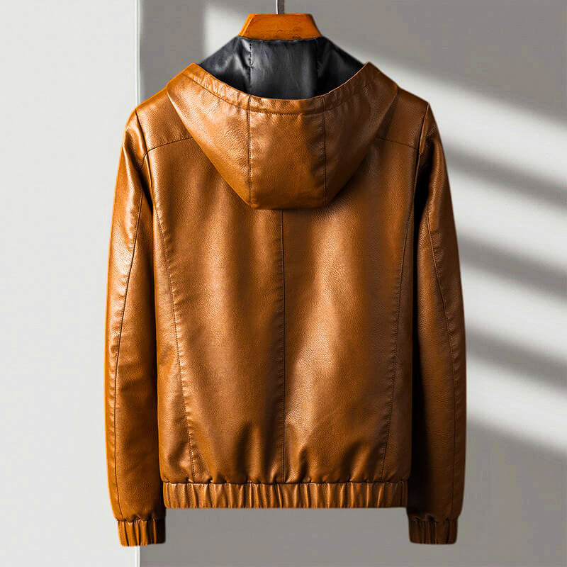 Roberto Russo Leather Jacket with Hood