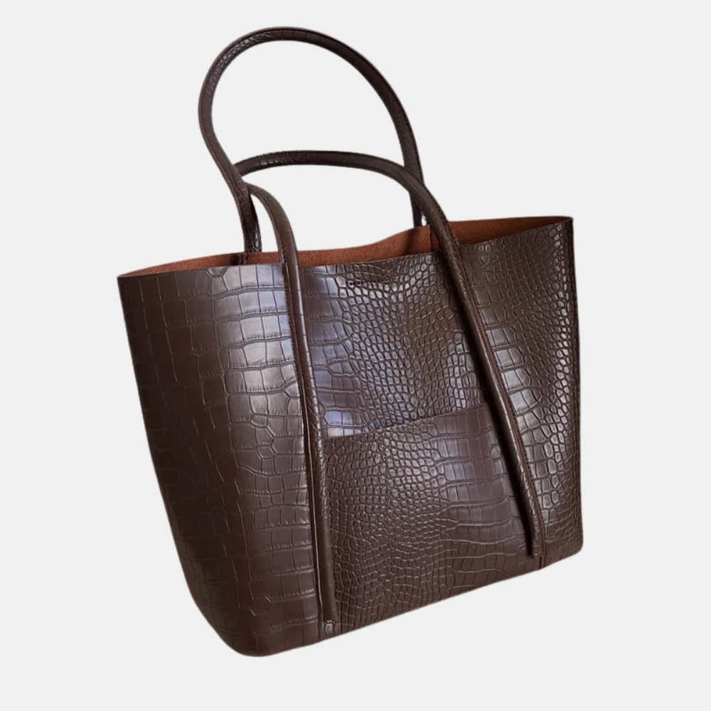 Sophia | Crocodile-Embossed Leather Shoulder Bag
