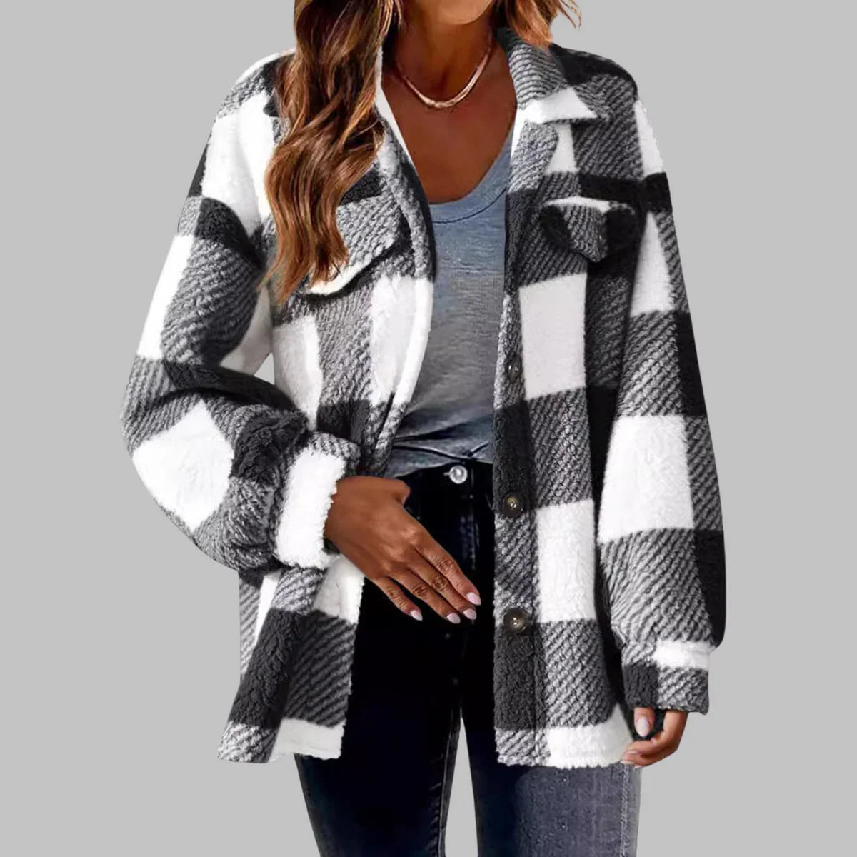 Talbot™  | Casual Plaid Button Down Long Sleeve Jacket