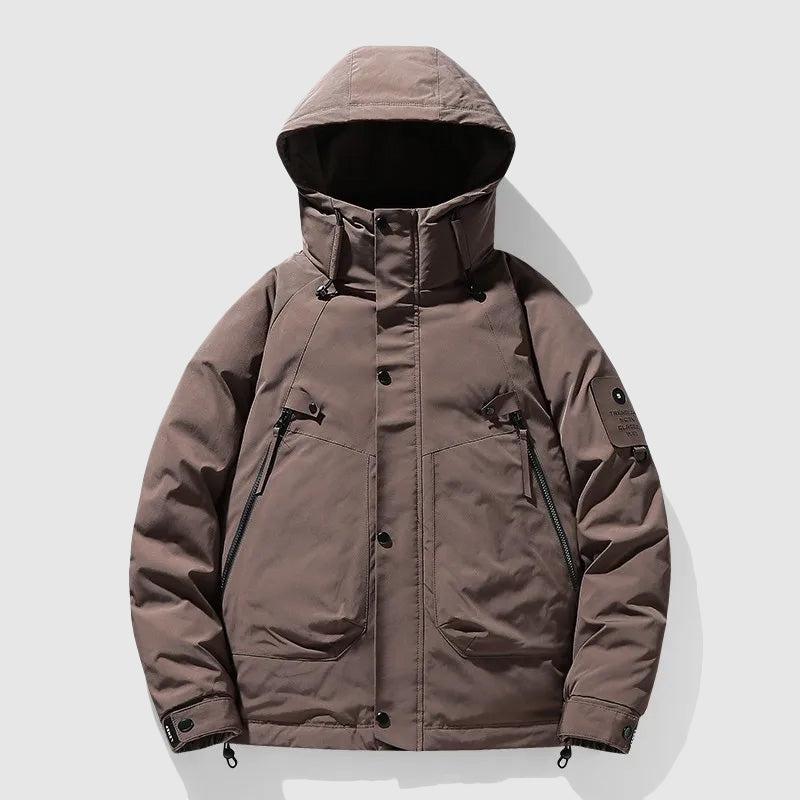 Men's Down-Filled Jacket with Detachable Hood