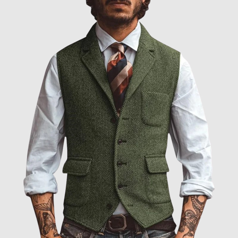 François Blanchet Herringbone Chic Vest