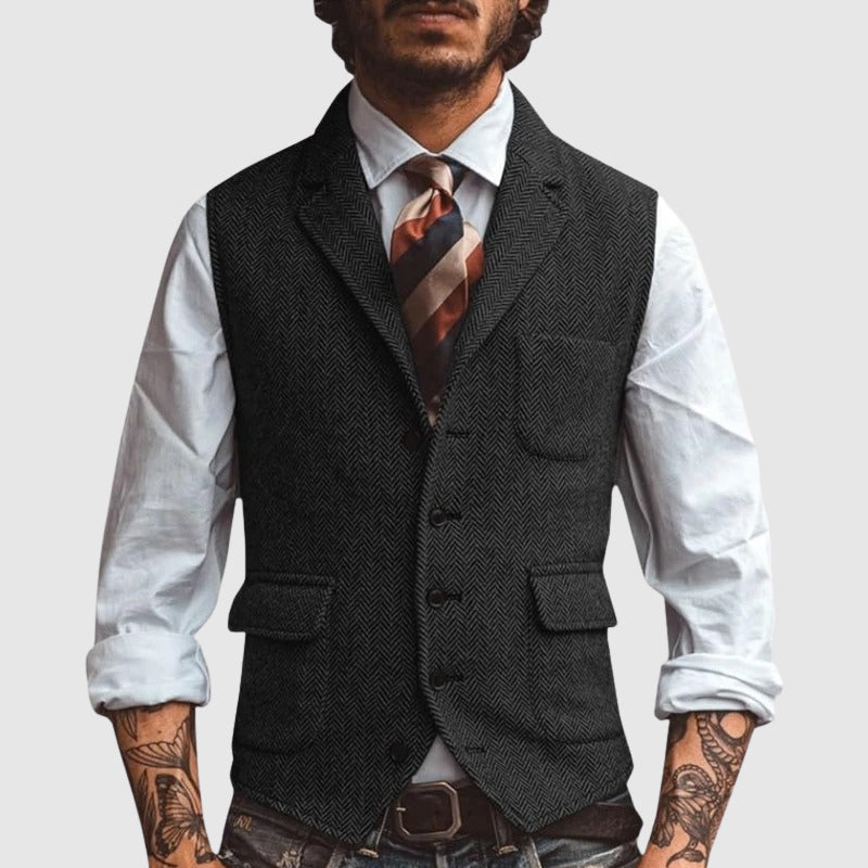 François Blanchet Herringbone Chic Vest