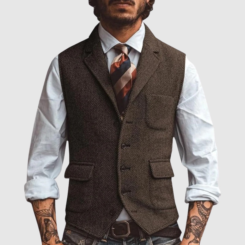 François Blanchet Herringbone Chic Vest