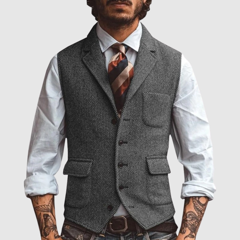 François Blanchet Herringbone Chic Vest