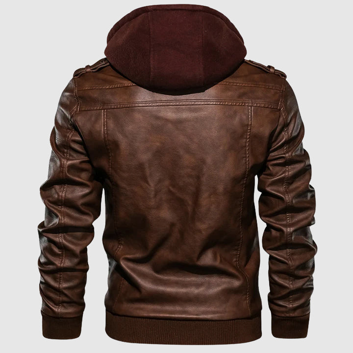 Ironclad Leather Biker Jacket with Windshield Protection