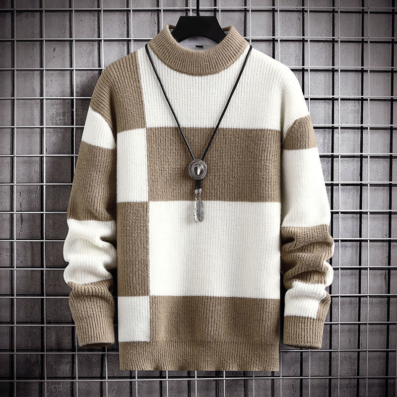 Nordiv™ | Knit Sweater with Checkered Design