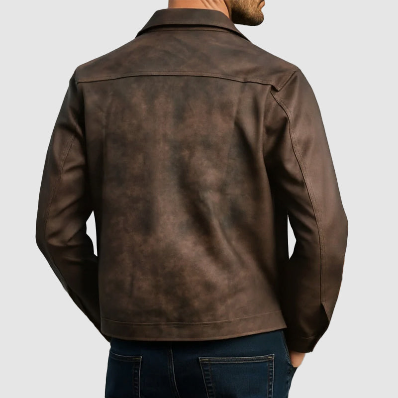 Men's Custom-Fit Faux Leather Biker Jacket