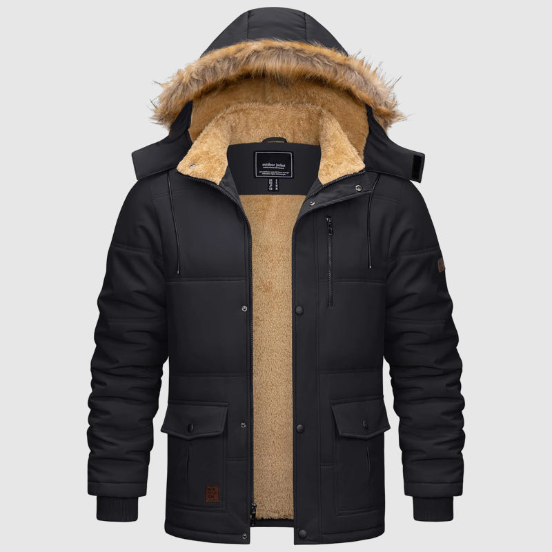 Men's Hooded Winter Parka with Fleece Lining