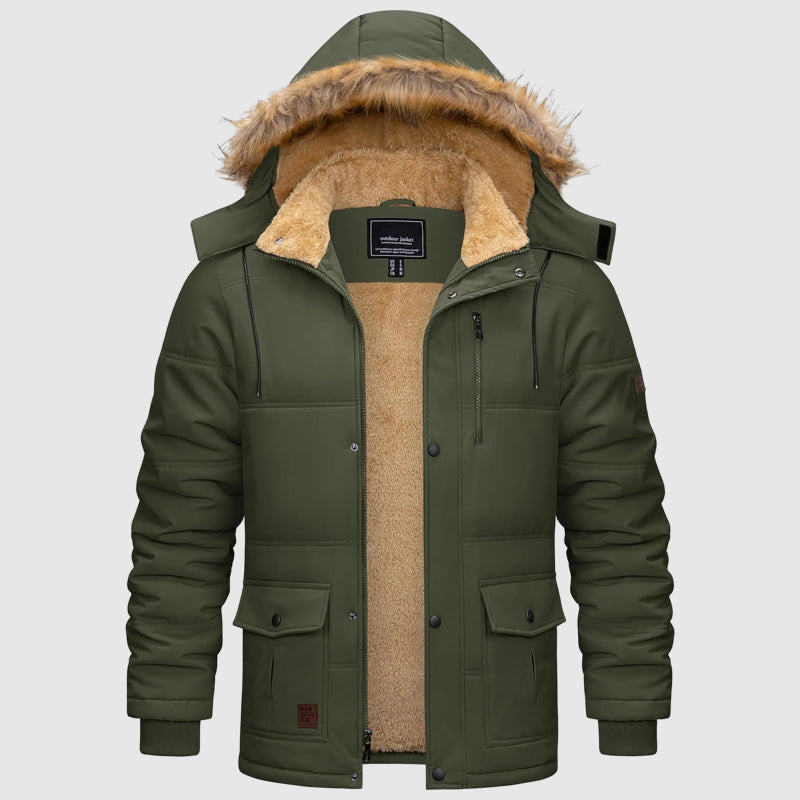 Men's Hooded Winter Parka with Fleece Lining