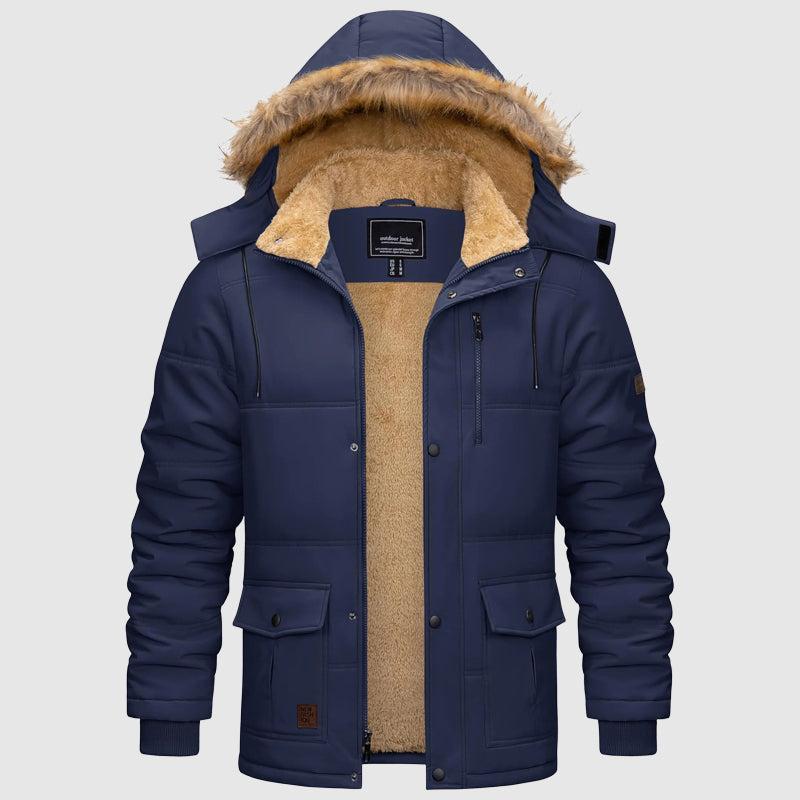 Men's Hooded Winter Parka with Fleece Lining