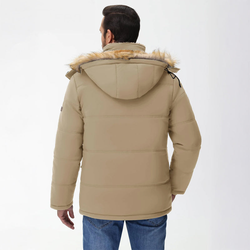 Men's Hooded Winter Parka with Fleece Lining