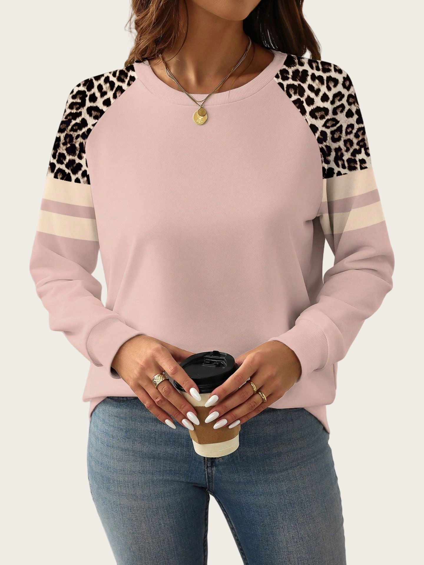 Talbot™ | Chic Leopard Patch Sweatshirt