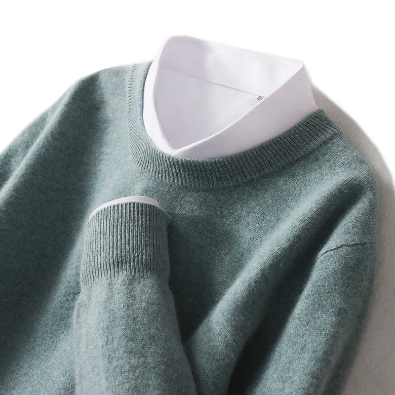 Men's Crew Neck Sweater Made from Pure Wool