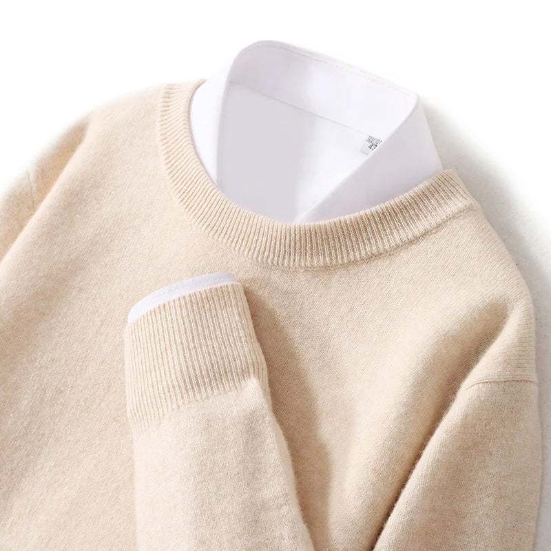 Men's Crew Neck Sweater Made from Pure Wool