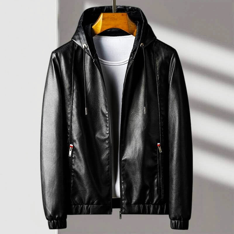 Roberto Russo Leather Jacket with Hood