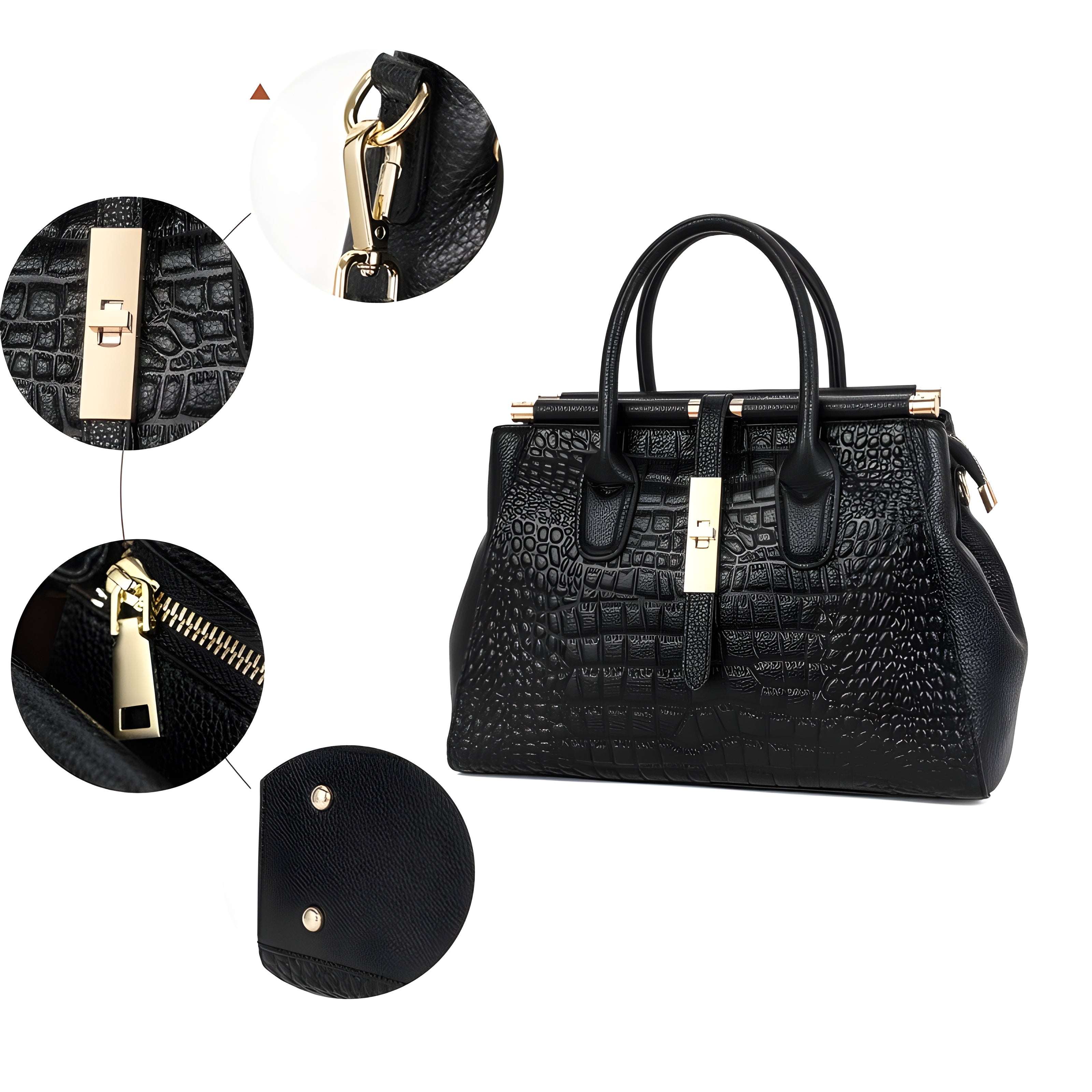 Evelina Croc-Embossed Handbag