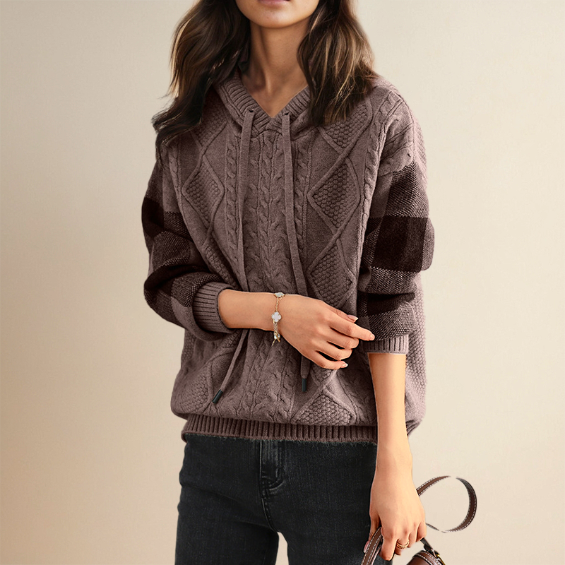 Tamsin™ - HOODED SWEATER WITH ELEGANT JACQUARD DESIGN